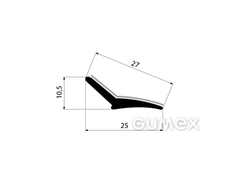 GUMMIPROFILE "L" MIT SAMTSTREIFEN